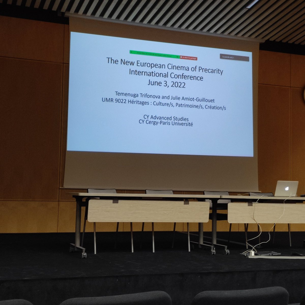 The New European Cinema of Precarity Conference has just started! The conference is organised by Prof. Temenuga Trifonova at Institute for Advanced Studies Cergy Paris Université #filmstudies #precarity #academia #phdlife