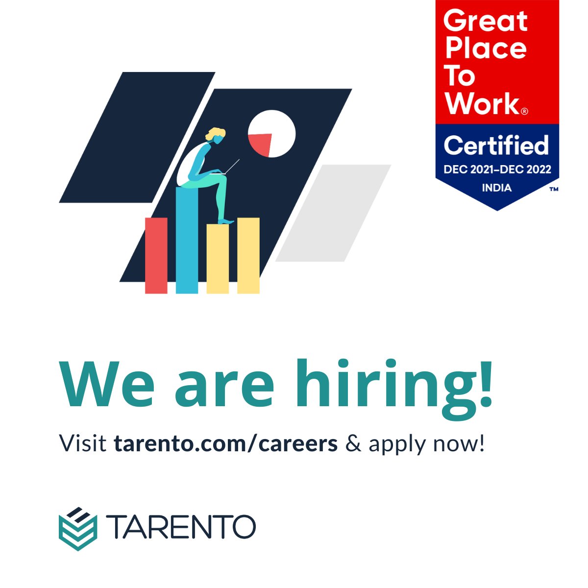 tarentogroup's tweet photo. We have over 60+ open positions and #WeAreHiring!
Be a part of our journey to build a #BetterTomorrow.
Check out our open positions at https://t.co/g5NjnaHJr5
Apply today to #JoinTheTcrew!
#GreatPlaceToWork #Hiring #Recruitment #TarentoGroup #TarentoIndia #GPTW #Tarento https://t.co/b71oI5wtGb