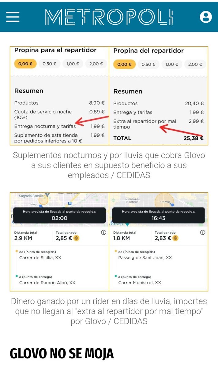 cgt_delivery's tweet photo. Cuando llueve ☔ Glovo cobra un plus al cliente por mal tiempo. Sin embargo no se lo abona al repartidor. 
Glovo y sus cositas 🙄 https://t.co/hR4WZWj4Fl