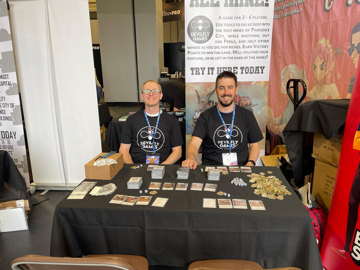 Devilflybros's tweet photo. Come say hi at Booth 2-218! #ukge #boardgame #devilflygames #allmine https://t.co/FoaHeL5IxN