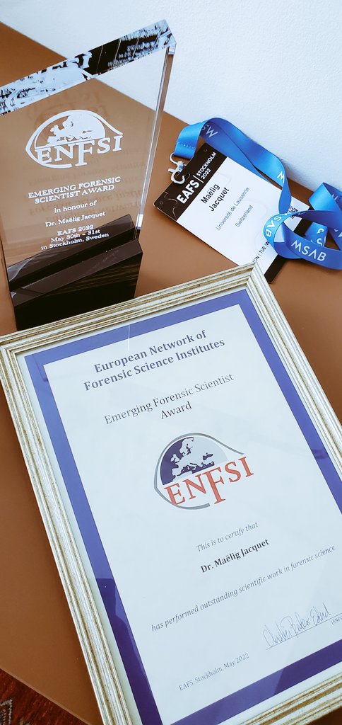 Maelig_J's tweet image. Something happened last night 👩‍🎓

I don&apos;t have the words, I am beyond honoured ...

Thank you Christophe @cchampod for your guidance, your support and your trust since day 1.

Shout out to my whole generation of emerging forensic scientists, we are killing it! 

#eafs2022