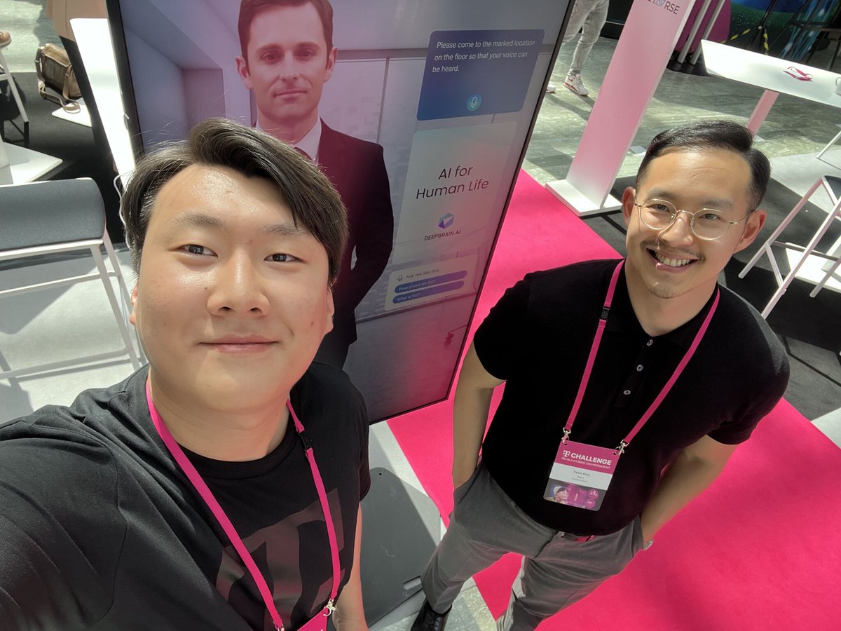 DeepBrainai_kr's tweet photo. 딥브레인AI는 독일에서 T-Mobile과 Deutsche Telekom이 주최하는 T-challenge에서 솔루션 개발 부문 3위를 수상하고 상금 5만 달러를 부상으로 받았습니다.
더불어 T-Mobile과 Deutsche Telekom 양사와 협력할 수 있는 기회도 얻게 되었습니다. 앞으로 많은 기대해주세요. https://t.co/fcR9CwI7ag