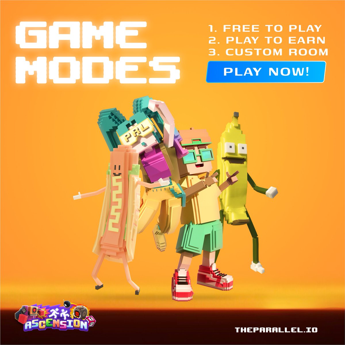 🎯 Everything you need to know about Ascension Game Modes
1-Free To Play
2-Play To Earn
3-Custom Room
❗ All in one tutorial: prl.onl/3xa4UkQ 
💪 Let's Ascension Now!

#TheParallel #Metaverse #Ascension
