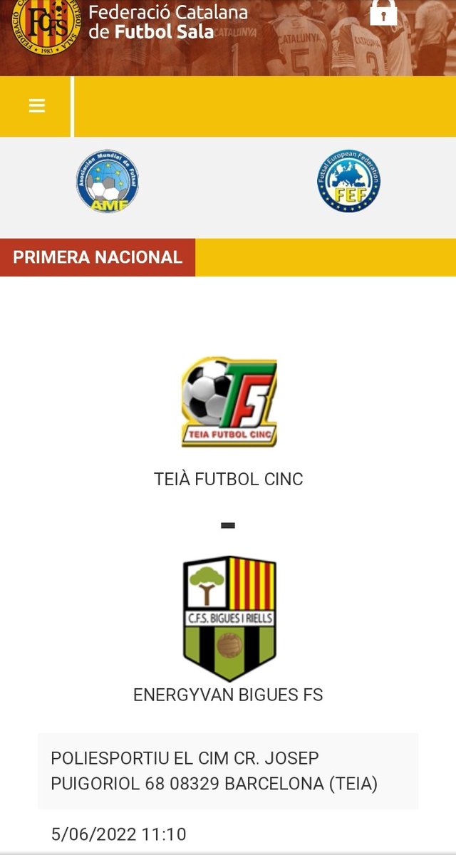 CFSBiR's tweet image. Partit #diumenge 05/06/2022 

@teiafutbolcinc - @cfsbiguesiriells

1 2 3 Bigues i Riells!!!🧡🖤⚽✊

#futbolsala #futsal 
#biguesiriells
#federaciocatalanadefutbolsala
#novetats #futsala #fcfs @futsalcat_oficial @FUTSALCat