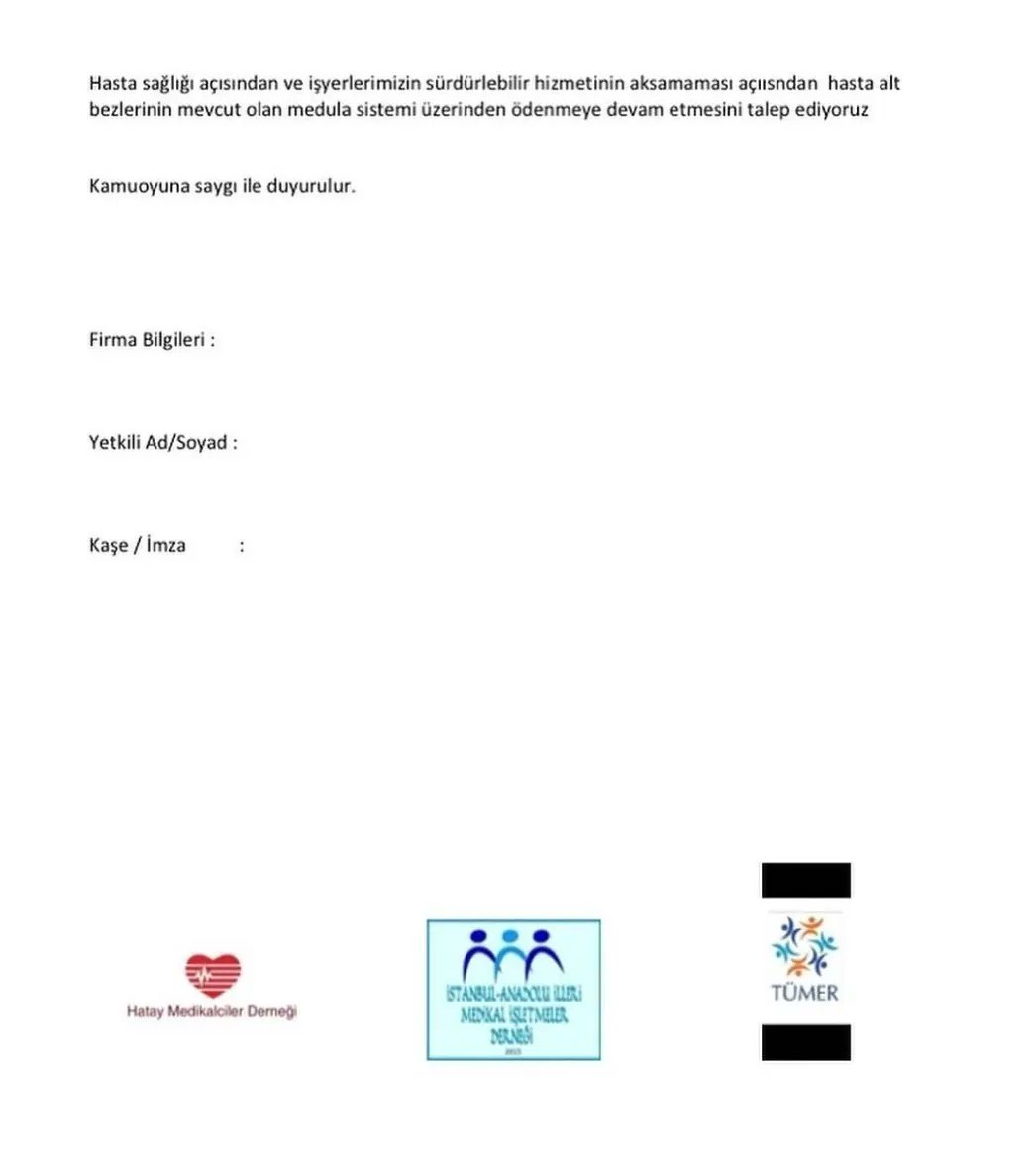 "Hasta Alt Bezi Şahıs Ödemesi Hakkında" Konulu SATUP Deklarasyonu; 👇🏻