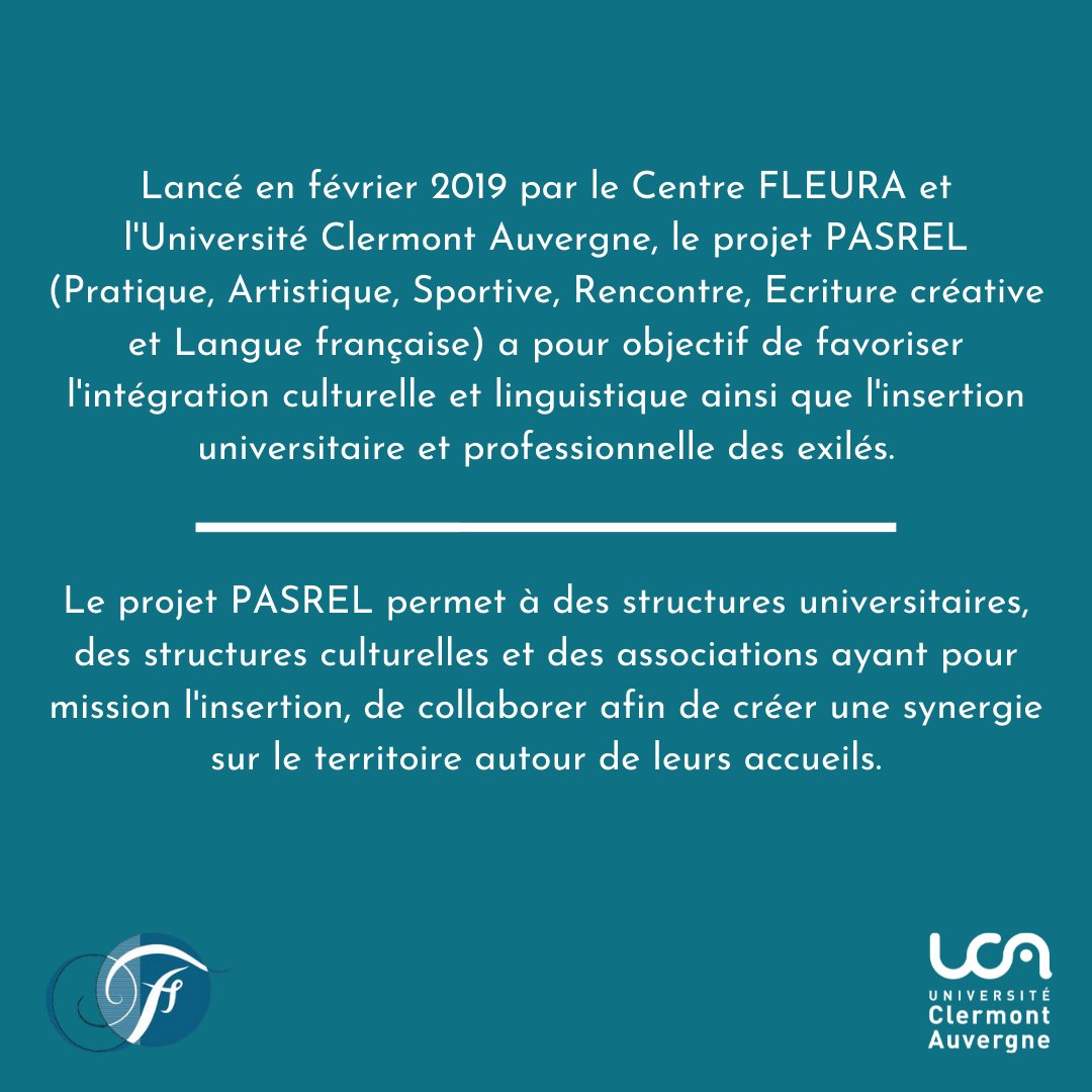 FLEURA_UCA's tweet photo. Bonjour tout le monde ! ❤️

Le Centre FLEURA et l'Université Clermont Auvergne ont créé en 2019 le projet PASREL. Ce post vous explique dans quel but et à quoi il sert. 😄 https://t.co/bt5MQ7mPMf