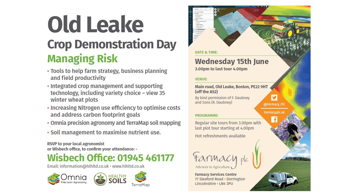 Upcoming Crop Demonstration Day – Old Leake, 15th June

Come along to our upcoming event for all the latest insights into Managing Risk, with a focus on practical advice, as well as variety trials featuring 35 winter wheat plots.

Find full details here: eventbrite.co.uk/e/old-leake-cr…