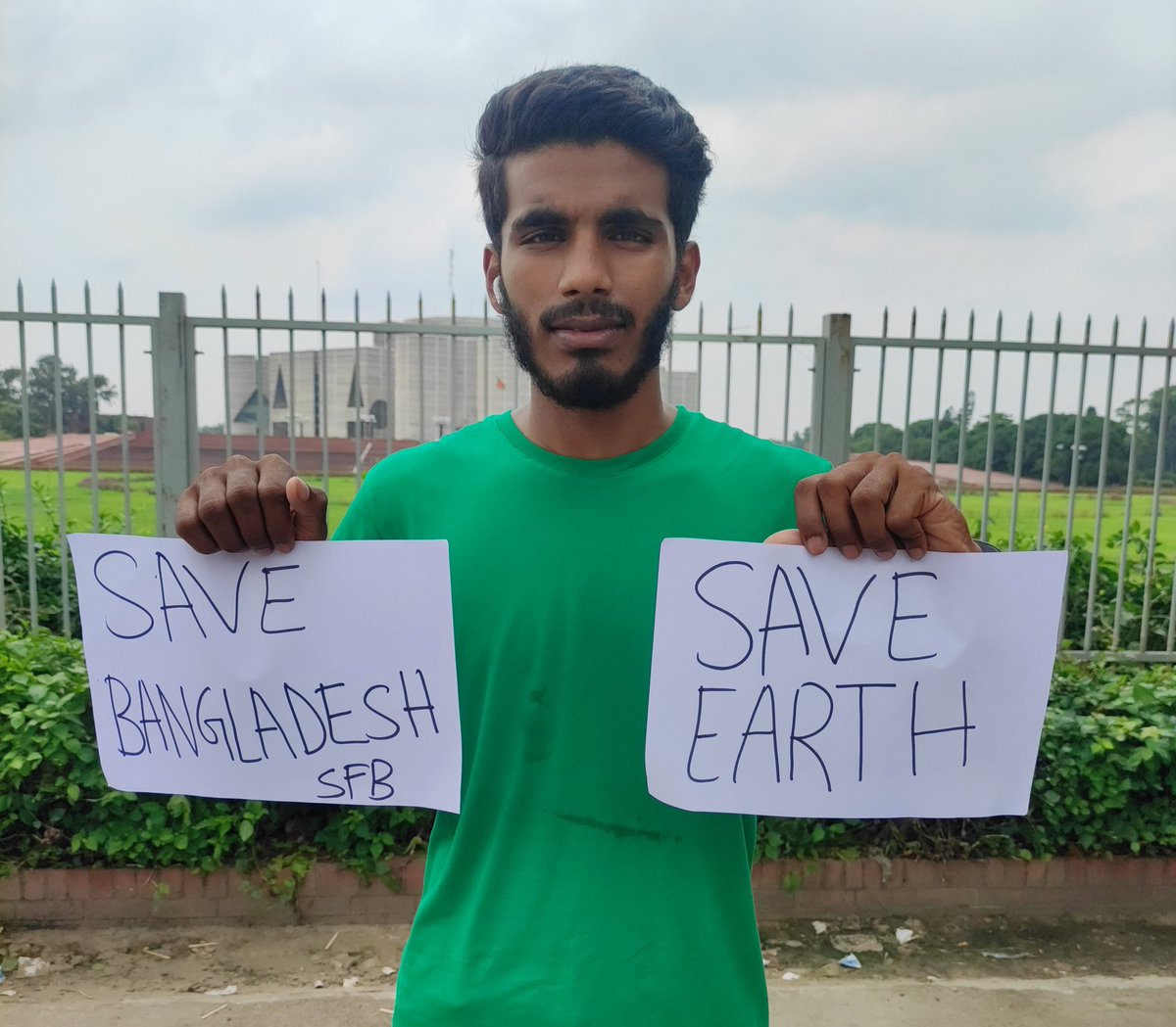 NayonSorkarBD's tweet photo. Today's #ClimateStrike in front of National Parliament House in #Bangladesh to demand #ClimateAction, #ClimateReparations #ClimateJustice &amp; reduce carbon emission &amp; transform our energy system to #greenenergy. 

#SchoolStrike4Climate #ClimateCrisis
#Stockholm50 #OnlyOneEarth 🌍 https://t.co/H52zOg57rg