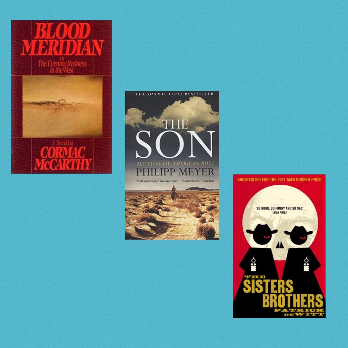 MarkEllis15's tweet photo. For my 16th #FollowFriday, 3 wonderful tales of the West. #CormacMcCarthy, #PhilippMeyer and #PatrickDeWitt. 3 great authors, 3 great books!
@midaspr https://t.co/sqc632mk0I