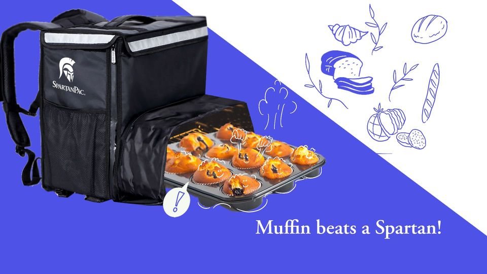 For baked goods delivered impeccably, muffin beats a Spartan! 

business.spartanpac.com
riders.spartanpac.com
spartanpac.eu

#DontLetABagLetYourBrandDown #ThePerfectDelivery #SpartanPac #DeliveryPack #TakeawayPack #Takeaway #Delivery #UberEats #Deliveroo #JustEat
