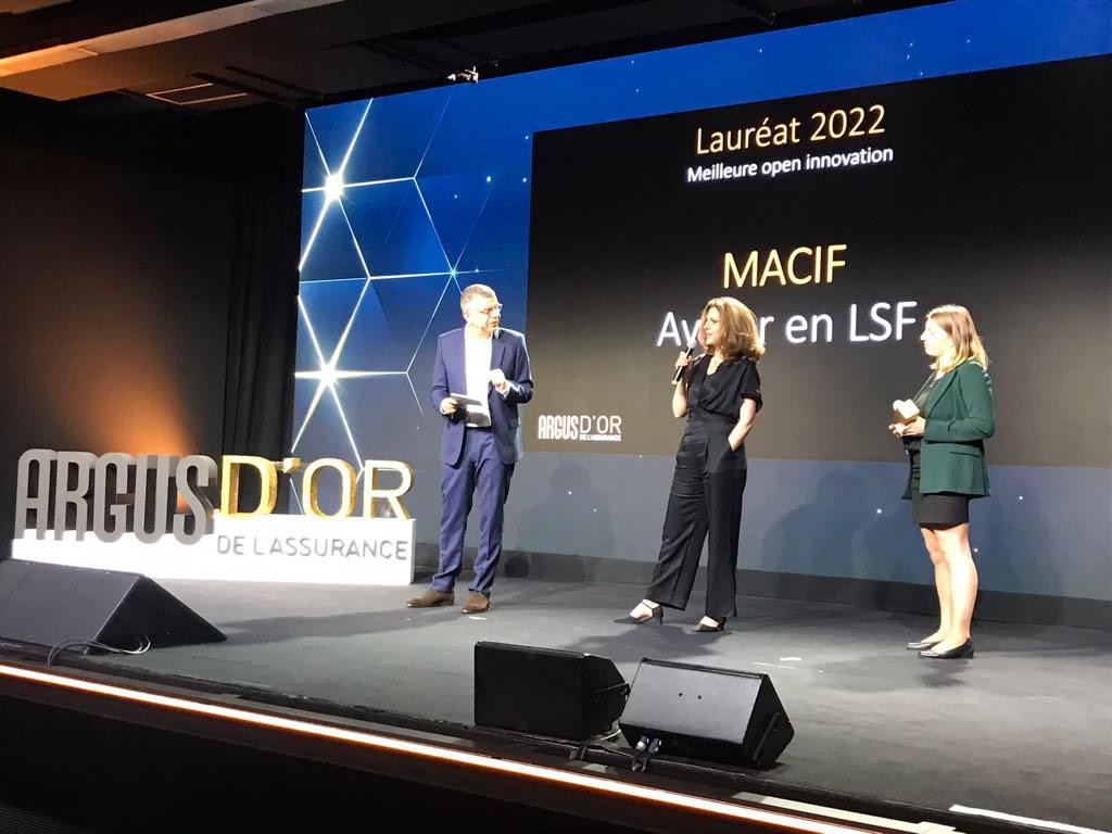 . <a href="/EvenementsARGUS/">L’Argus de l’assurance Events</a> #innovation
🏆 La #Macif lauréate lors de la cérémonie #ArgusdOr dans la catégorie Open innovation pour l'avatar <a href="/keia_fr/">Keia</a> en #LSF.
👏 Bravo aux équipes #Macif qui œuvrent pour l'inclusion et l'accessibilité pour tous.
#MacifEgalis