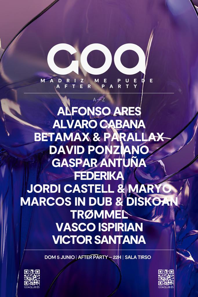 Bueno Queridos Amig@s este es el plan para el Domingo 5
🔸Primero GOA ELECTRONIC PARTIES “Metaverse” en Madrid Escena 
👉Entradas: goaclub.es
🔸Después “MADRIZ me PUEDE en Medias Puri