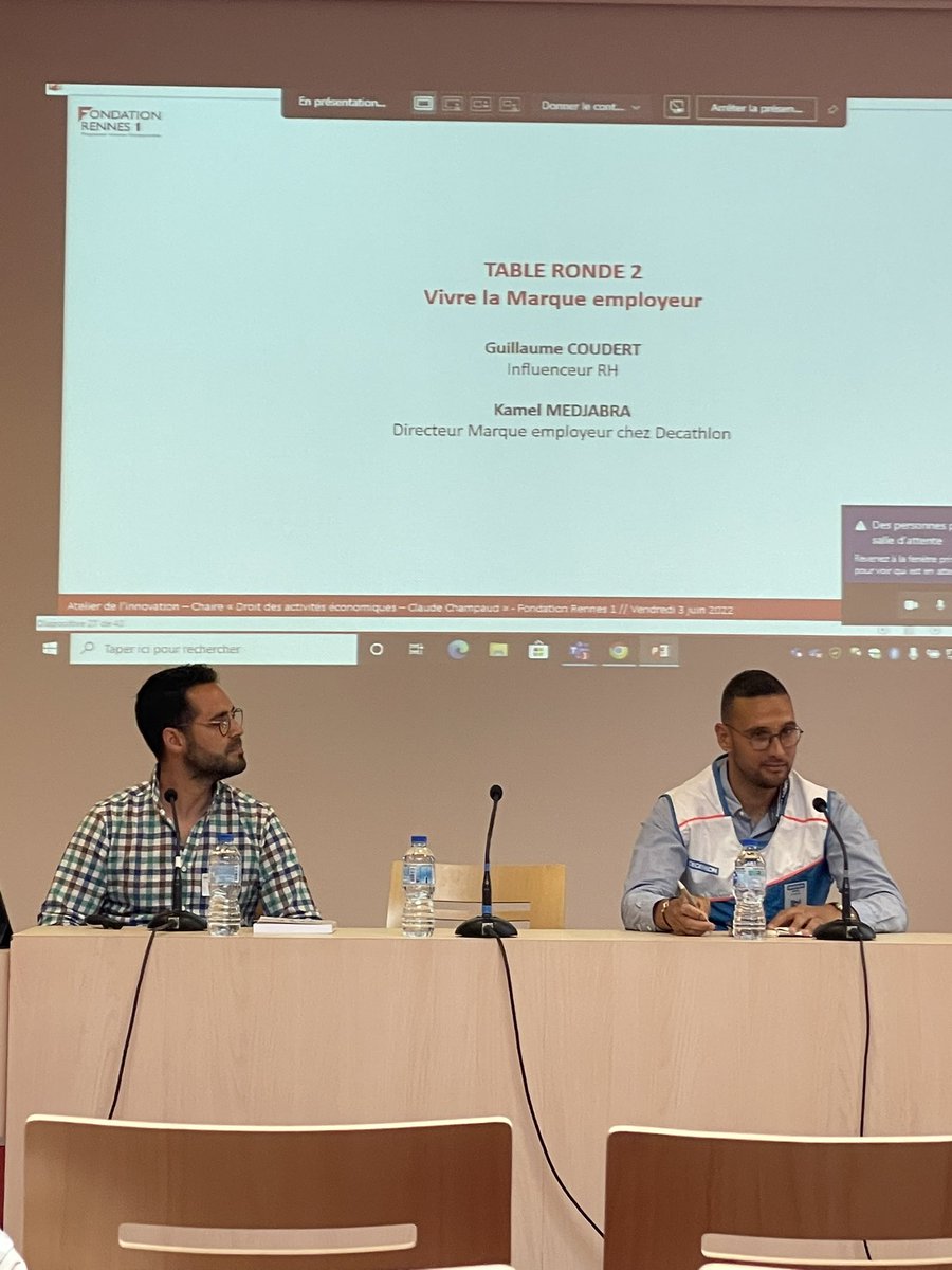 Excellents témoignages de <a href="/MEDJABRAK/">KAMEL MEDJABRA</a> et <a href="/MarqueEmployeur/">Guillaume COUDERT</a> sur l’importance d’une #marqueEmployeur forte, authentique et accompagnée par des actions de salariés ambassadeurs 👏👏👍 
@FondationR1