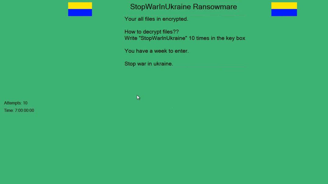 Amigo_A_'s tweet photo. A new article in Digest #StopWarInUkraine #Ransowmare or #StopWarInUkraineLocker
https://t.co/ymngXkN64h
Extension: .freeukraine
Note with requirements on screen. From Poland. 
The iteration of common phrases from which there is no sense. https://t.co/6kax3YAlhO