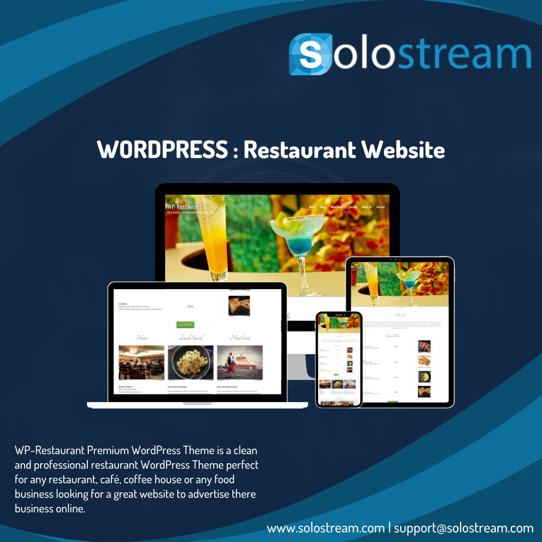 WP-Restaurant Premium WordPress Theme is a clean and professional restaurant WordPress Theme perfect for any restaurant.
.
solostream.com/?s=restaurant
.
#solostream  #wordpressthemes #wordpresspremiumtheme #freewordpressthemes #premiumwordpressthemes #freepremiumwordpressthemes