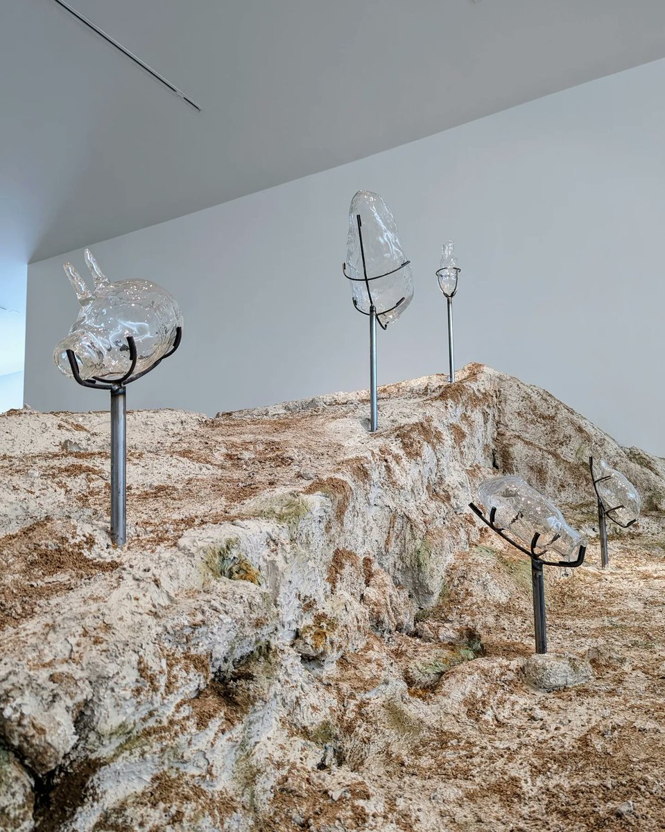 zoerwatson's tweet photo. Absolutely love this new commission by @emiialrai at @HepworthGallery. Beautiful hand blown glass vessels exposing scars and seams made through the cast and joining production process. The large mountainous structures are inspired by Yorkshire's landscapes incl Gordale Scar. https://t.co/OgYM03A5jB