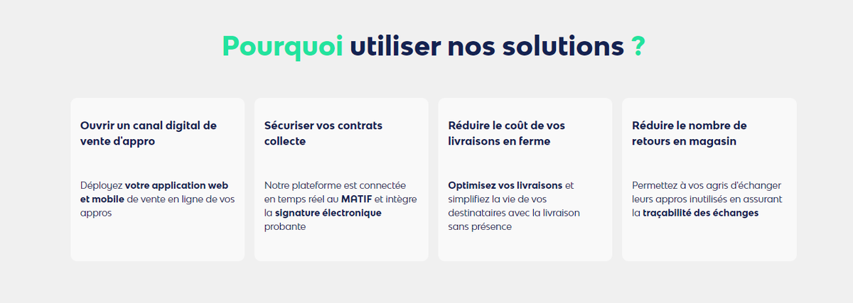 Tout ce qu'<a href="/AgriVitech/">AgriVitech</a> apporte au coopératives et négoces agricoles au travers de ses solutions ! <a href="/Coopceresia/">Cérèsia</a> <a href="/Vivescia/">VIVESCIA</a> <a href="/lacoopagricole/">La Coopération Agricole</a>