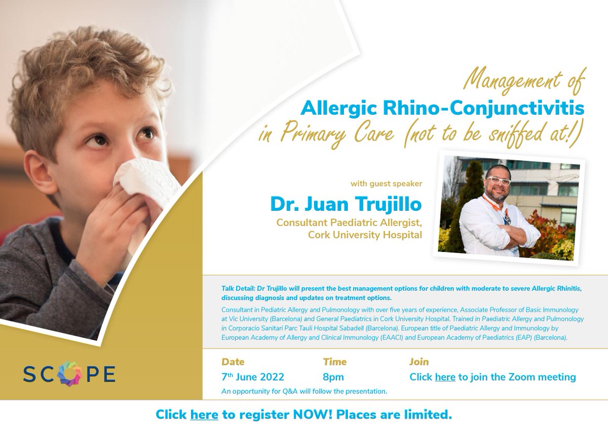 ScopeHealthcare's tweet photo. UPDATE: CPD APPROVED

ICGP: Approved 1 External CPD
NMBI: Approved Category 1, 1 CEU

Don't forget to secure your place for our Allergic Rhinitis Webinar with Dr, Juan Trujillo here: https://t.co/RFw3mcmGXc

@ICGPnews @Anail_Ireland @PracticeNurses https://t.co/YUyCWpLvrO