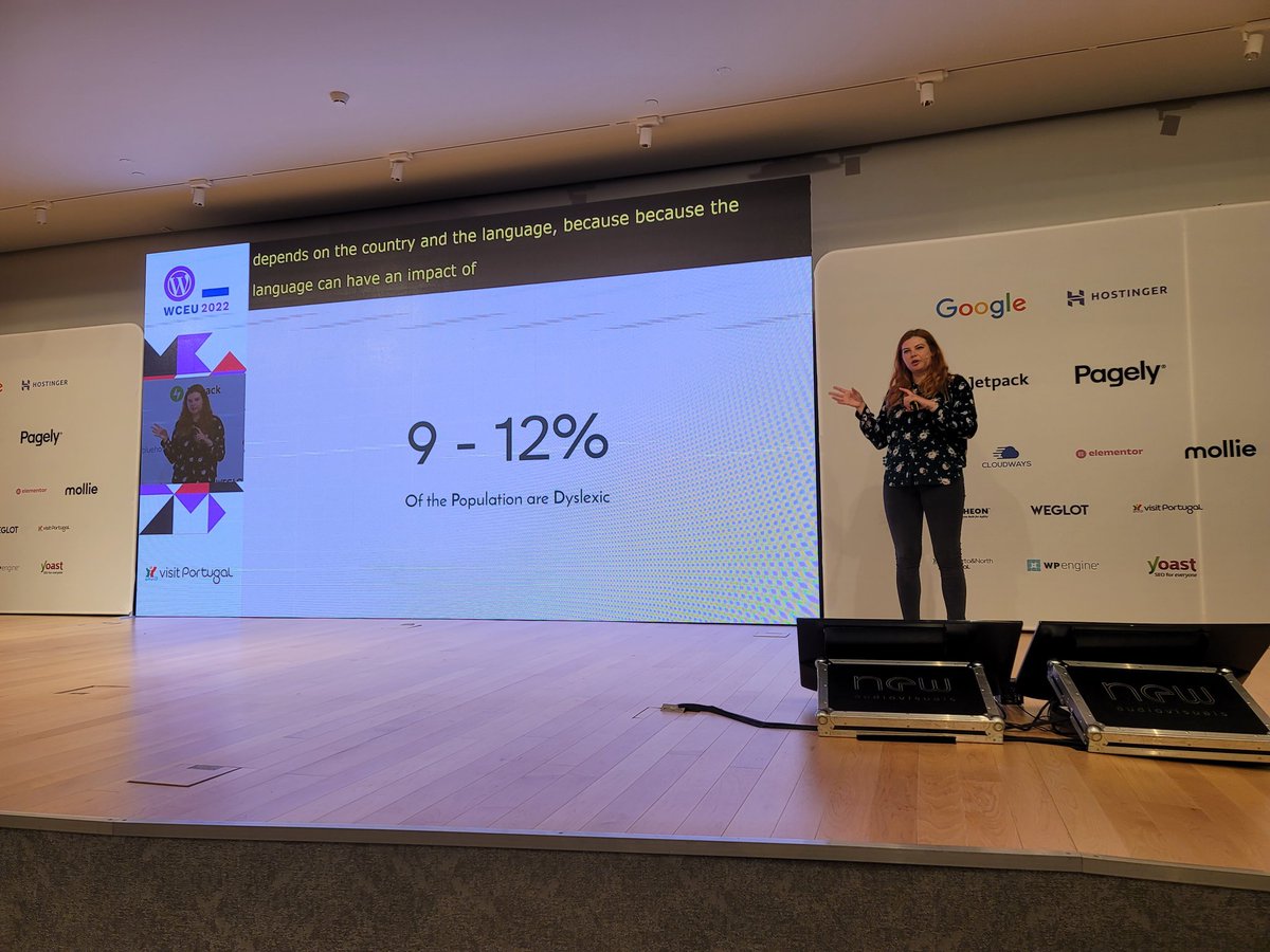 aaroncampbell's tweet photo. Listening to @MajaBenke talk about accessibility for dyslexia at #WCEU - I had no idea roughly one in ten people are affected by dyslexia.
#WCEU2022 #BluehostWCEU https://t.co/tUerYvsl4b