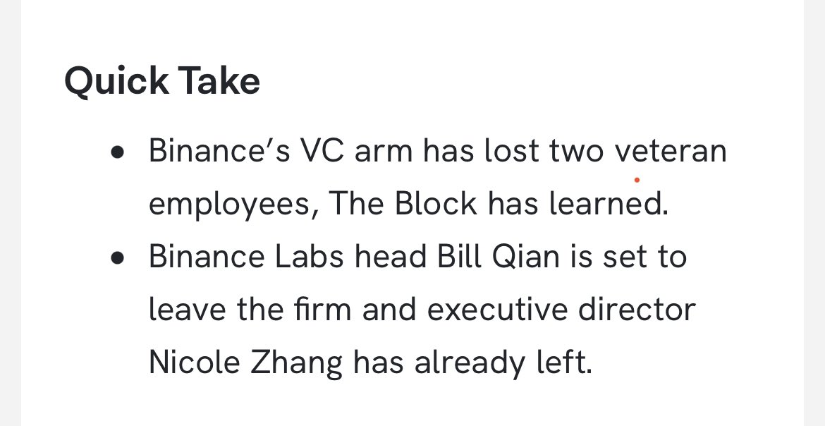 fishkiller's tweet photo. 尽管币安的@cz_binance 一直否认币安参与 Terra 最近一轮融资、否认币安在 Luna 崩盘之前深度介入 Terra 生态。但是，有一个事实否认不了：

币安投资主体 Binance Labs 负责人 Bill Qian 是 LFG 顾问和监管管理委员会成员，他也是 LFG 持有的 BTC 的多签人之一。

现在，他离职了。 https://t.co/1ZzVpoa9EC
