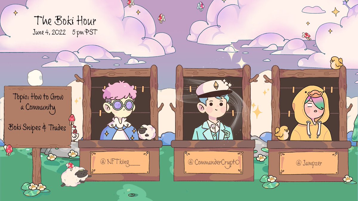 NFTking__'s tweet photo. Join us this weekend for a community run @BokiNFT space 🔥

Let’s talk growing the community, Boki Snipes &amp; the team might stop by to answer your questions!

June 4th, 5pm PST

Hosts
@commandercrypto
@Jampzer
@NFTking__ 
🔗⬇️⏰
https://t.co/7LDKSyJQWN
#NFT #NFTCommunity #Wagboki https://t.co/nffqluOUVw