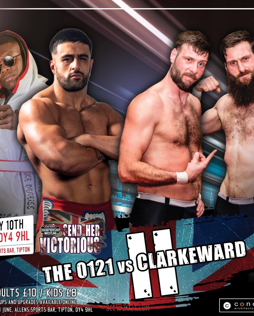 BCCW2021's tweet photo. 1 WEEK TO GO

Get your tickets now if you haven't already!

Card as follows: 

The 0121 Vs Clarkeward 2

Iestyn Rees Vs LJ Cleary https://t.co/qimDuqxGAY