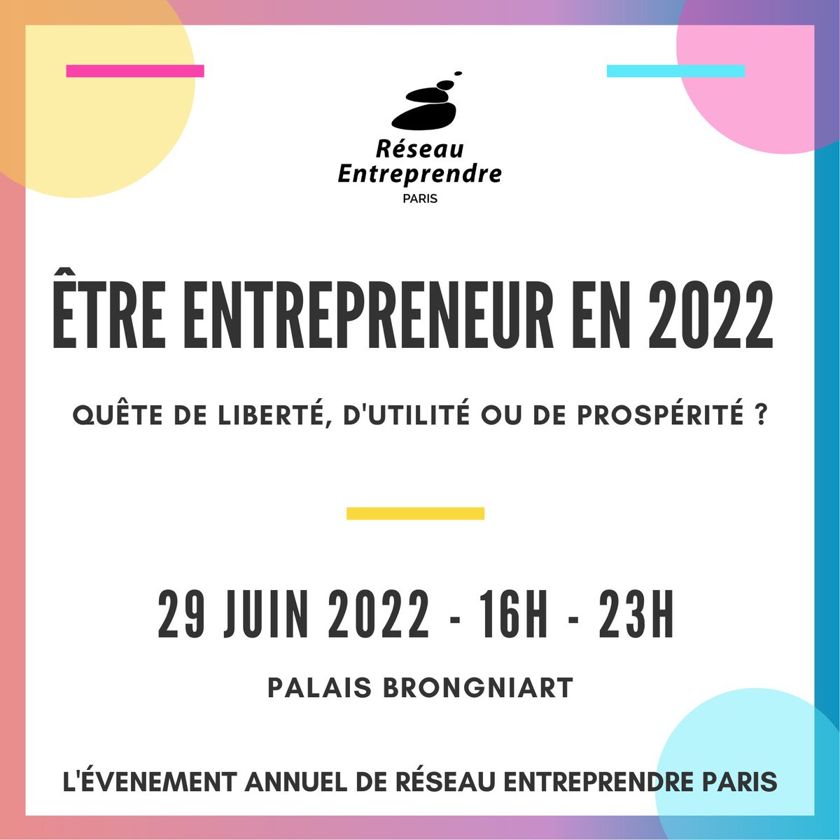💥 Être entrepreneur en 2022: quête de liberté, d'utilité ou de prospérité ?
 
📅 Après 3 ans d'absence, RDV le 29 juin au Palais Brongniart pour un événement exceptionnel autour de l'écosystème entrepreneurial parisien. 

Programme et inscriptions 👉 bit.ly/3tcfK7s