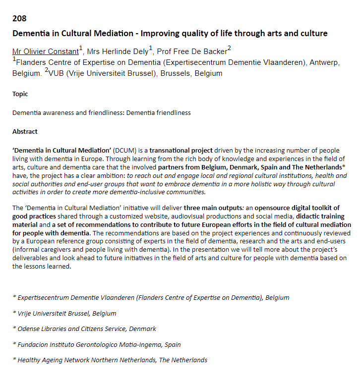 ALV_Olivier's tweet photo. Hear, hear, hear ... Next week we will present the results of our international collaboration ‘#Dementia in #Cultural #Mediation’ at the @AlzDisInt hybrid conference. Don’t forget to check out our virtual #poster (PO 208) in the online conference portal!

#ADI2022 https://t.co/qVs3CjHpjx