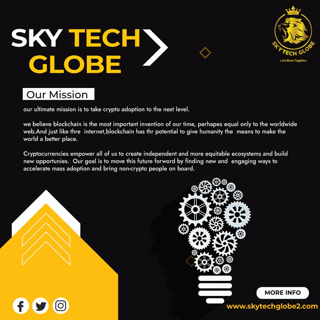 Skytechglobe1's tweet photo. OUR MISSION.!!
our ultimate mission is to take crypto adoption to the next level...

https://t.co/xeQyaoubyh

#ourmission #nonprofit #charity #aboutus #community #sweetsupporters #ourvalues #mission #support #skytechglobe #binance #CryptoCurrency https://t.co/21HFwoAHOc
