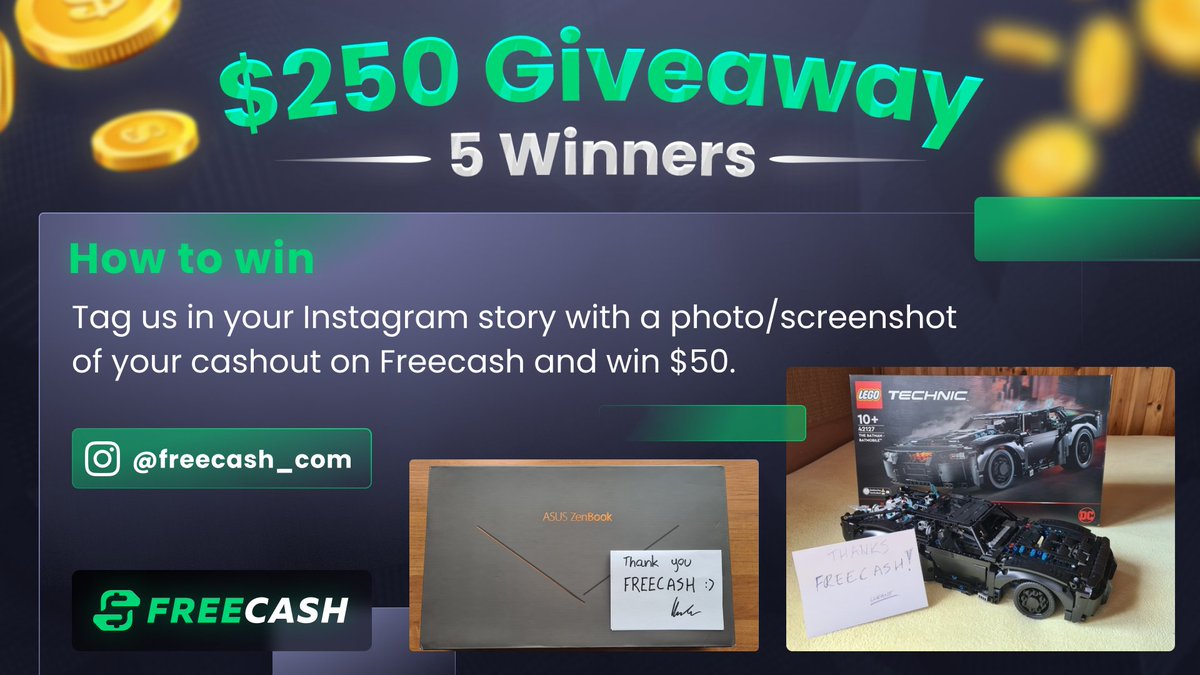 freecashcom's tweet photo. $250 Giveaway - 5 Winners

Tag us in your Instagram story with a photo/screenshot of your cashout on Freecash and win $50 😎

Must include you thanking Freecash on a paper with your Instagram @ so we know you're legit!

RT ♥️ https://t.co/wX6lVFsdlM
