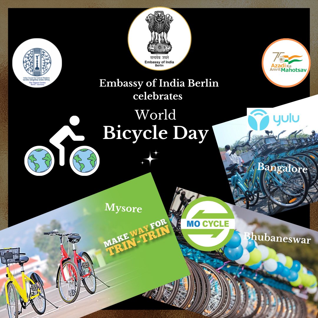 eoiberlin's tweet photo. To encourage a healthy and #sustainable lifestyle, many state governments in India have successfully introduced & implemented bicycle schemes.
#MoCycle in Bhubaneswar, #TrinTrin in Mysore, #Yulu in Bangalore are some major PBS (Public Bicycle Sharing) systems in 🇮🇳. https://t.co/57I5F4TI0r
