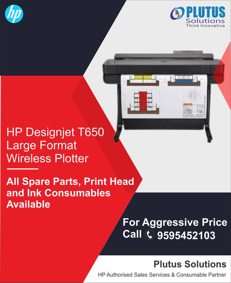 AgenciesAlpha's tweet image. HP Designjet T650 Printer 
All spare Parts , Print Head and Ink Consumbles available . For aggressive price call on 9595452103.
#hpdesignjetinkcartridges #hpplotter #hpprinter #spareparts #hpinkCartridges #HPink #largeformatprinter