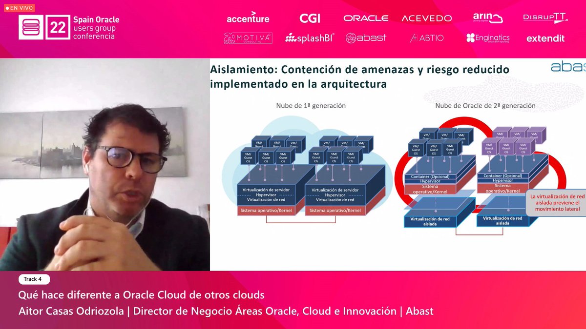 AbastGrup's tweet photo. Hoy en #SPOUG22 Aitor Casas, Director de las áreas #Oracle, #Cloud e #Innovación en @AbastGrup, ha explicado las características diferenciales de #OracleCloud, una de las piezas clave de nuestra plataforma de #nubehíbrida #HybridCloudConnect
#ABAST #nube #TIC #IT #ViveSPOUG https://t.co/IvTEEOfR04