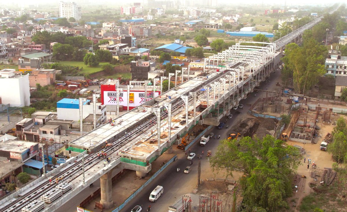 officialncrtc's tweet photo. NCRTC has completed 41 km of pier construction from total of 82-km Delhi-Ghaziabad-Meerut #RRTS  Corridor. The corridor has around 70 km elevated section &amp; 12 km underground. About 2800 piers are to be constructed for elevated section, 1700 piers have already been constructed. https://t.co/IY6hwkk9dg