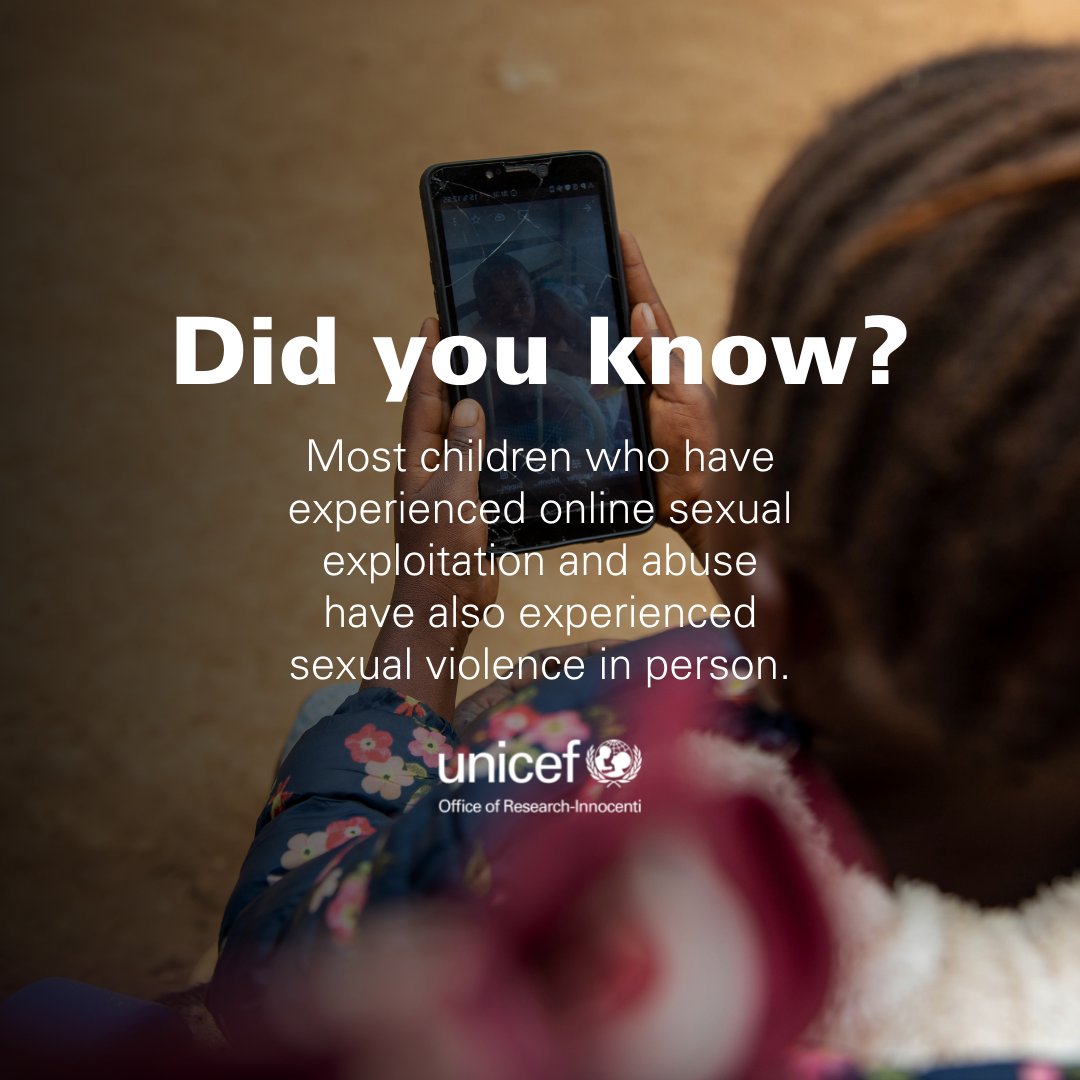 Gunilla Olsson (@gunillapille) on Twitter photo #DYK? Learn about <a href="/UNICEFInnocenti/">UNICEF Innocenti</a>'s #DisruptingHarm project:
🌍 14 countries
🔎 generating high-quality evidence on technology-facilitated sexual exploitation and abuse of children
🤝 <a href="/ECPAT/">ECPAT International</a> <a href="/INTERPOL_HQ/">INTERPOL</a> @GPtoEndViolence <a href="/Disrupting_Harm/">Disrupting Harm</a>
Find it here 👉 uni.cf/3NIz1Fw #DYK? Learn about <a href="/UNICEFInnocenti/">UNICEF Innocenti</a>'s #DisruptingHarm project:
🌍 14 countries
🔎 generating high-quality evidence on technology-facilitated sexual exploitation and abuse of children
🤝 <a href="/ECPAT/">ECPAT International</a> <a href="/INTERPOL_HQ/">INTERPOL</a> @GPtoEndViolence <a href="/Disrupting_Harm/">Disrupting Harm</a>
Find it here 👉 uni.cf/3NIz1Fw