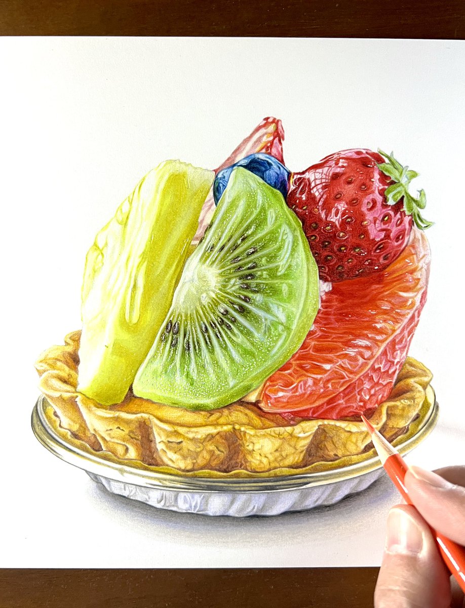 色鉛筆で描いたフルーツタルト #色鉛筆画上達ドリル #イラスト