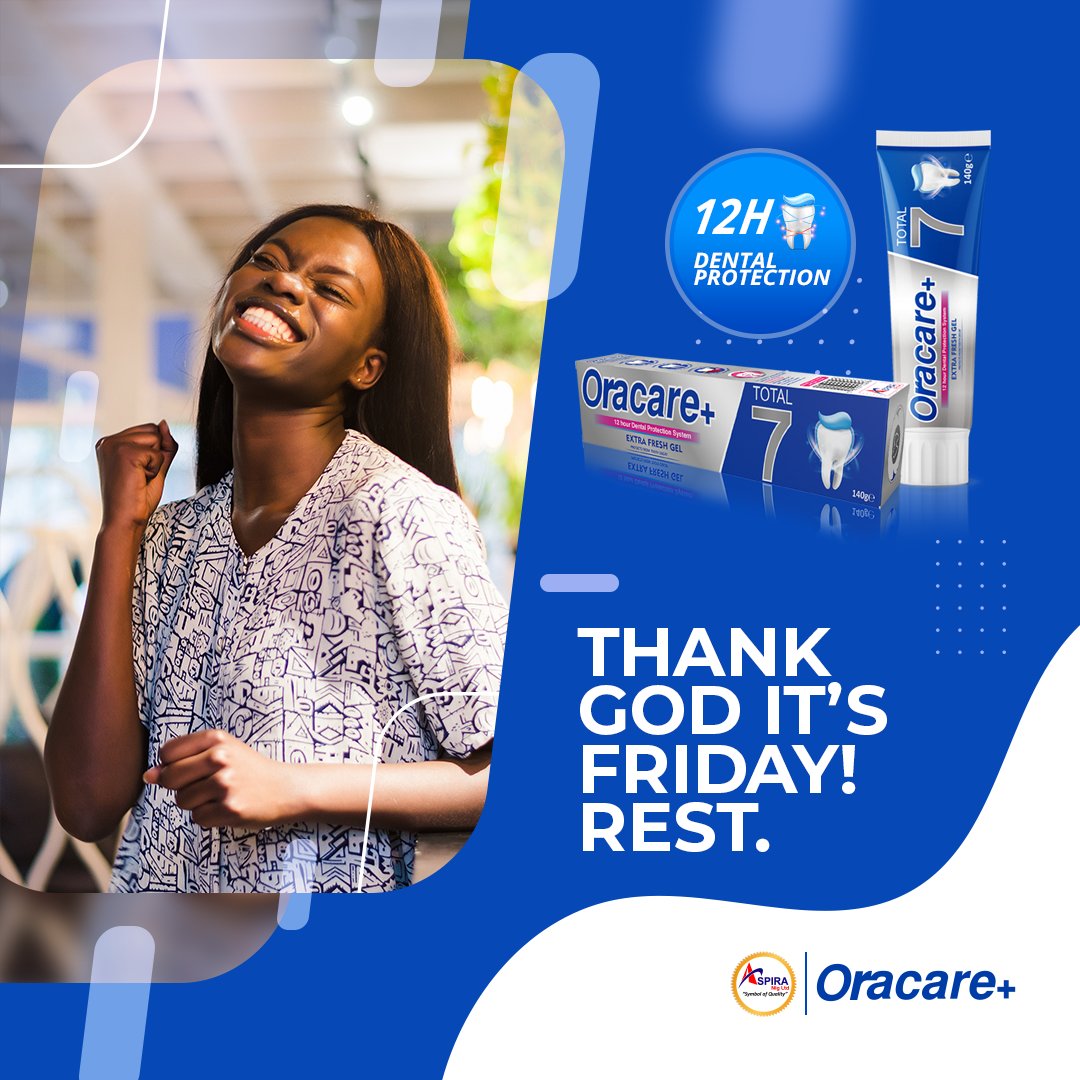 OracarePlus's tweet photo. The way we shine our teeth because its FRIDAY!😁

Oracare+, The New Secret to Your Smile😁

#Oracare #Oracareplus #OracareToothpaste #TotalOralProtection #DentalCare #OralHealth #fridaymood  #thenewsecrettoyoursmile #3rdJune https://t.co/6zP9ybhxAJ