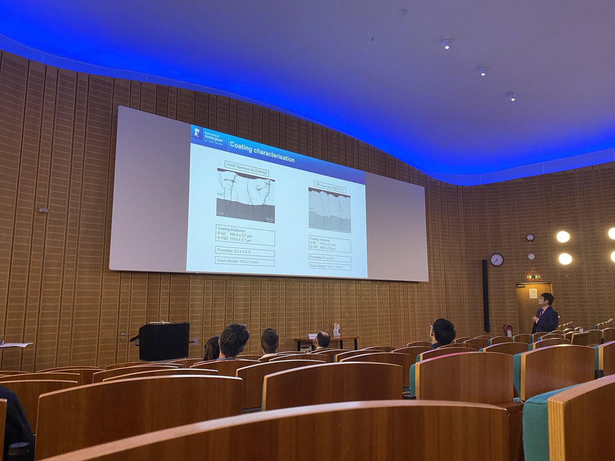 Kah Leng, 3rd year PhD, presenting an insightful talk on bi and tri layer thermal barrier coatings from suspension HVOF spray &amp; supension plasma spray (SPS) at 10th RIPT in Julich.
