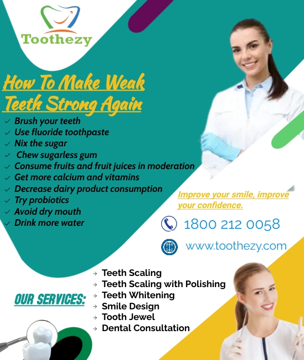 Toothezy's tweet photo. Did you know your teeth can actually get weak over time? Here are some oral health tips on how to make your teeth stronger.
Book And Appointment Today. Call@ 1800 212 0058 Visit Now: https://t.co/IDyT53hnXz
#dentalspa #dentaltreatments #dentalpolish #oralhealth #Teethscaling https://t.co/BIRKf2RiGW