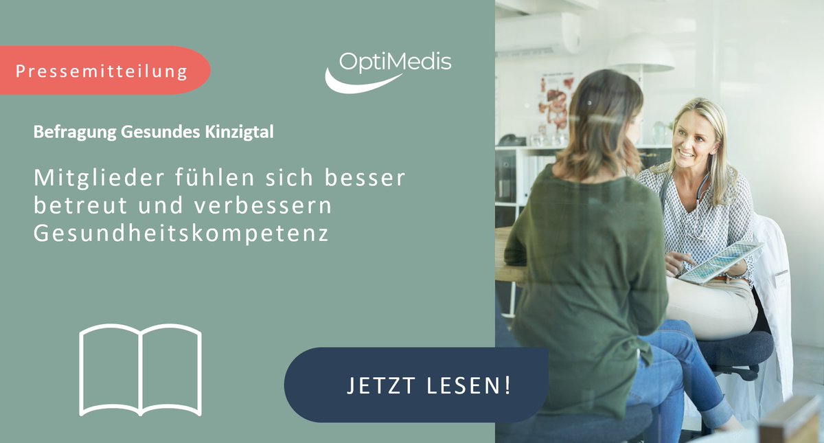 OptiMedis's tweet image. Gesundes #Kinzigtal: Mitglieder fühlen sich besser betreut! Vierte #Mitgliederbefragung zeigt deutlich gestiegene Werte gegenüber 2017, höhere #Gesundheitskompetenz und hohe Bereitschaft zur Weiterempfehlung
lnkd.in/eHkZdBbC
#Gesundheitsförderung #Gesundheitsmanagement