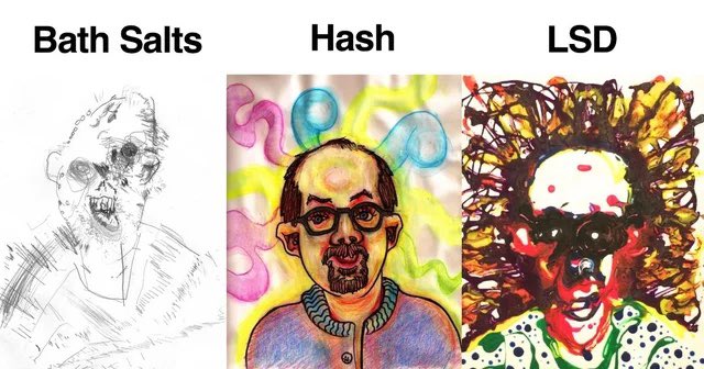azezart's tweet photo. رسام مدمن يرسم نفسه ويعبر عن شعوره في الرسمه اثناء  تعاطي المخدرات LSD هو مخدر امفيتامين hash حشيش bath salts شبو #مخدرات https://t.co/RH9KMoQoxk
