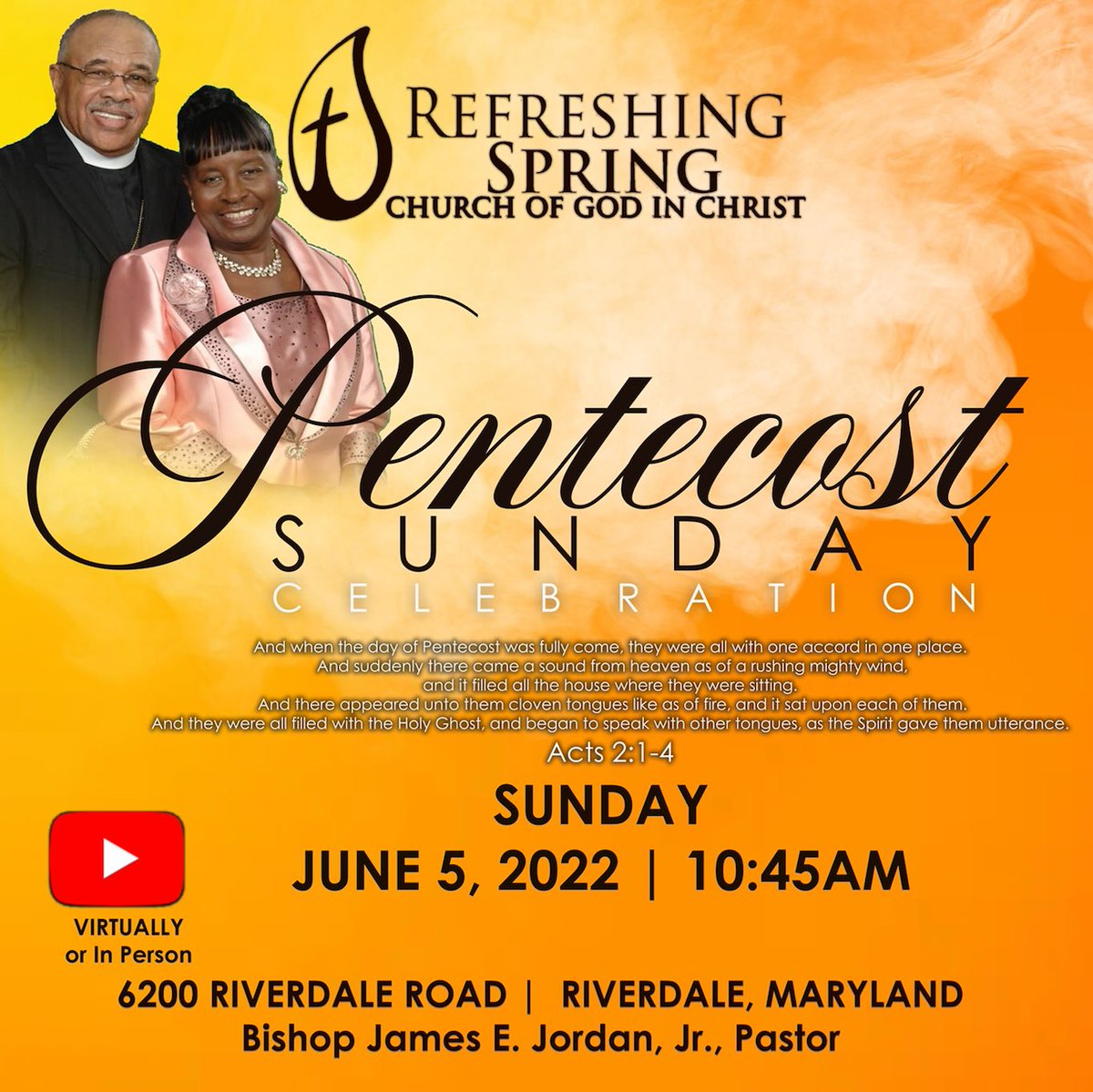 RSCOGIC's tweet photo. Join us for Pentecost Sunday Service at 10:45am! #SundayAtTheSpring #COGIC #COGICDMV #RSCOGIC https://t.co/DxgdoimCUt