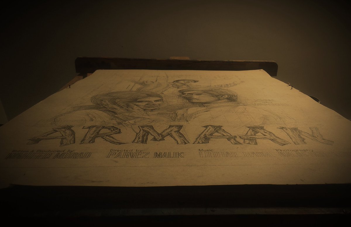 JIMughal5's tweet photo. Process of drawing 'Armaan' (1966) Pakistani Movie Poster for my upcoming 'Drawing' Show in Lahore, Stay tuned 😊 https://t.co/KFRMvwVa0l