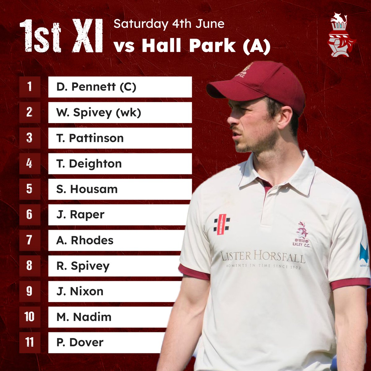 IlkleyCC's tweet photo. 🏏 TEAMS

This weekend teams

1st XI vs @HallParkCC (SAT 1pm)
2nd XI vs @NorthLeedsCC1 (SAT 1pm)
3rd XI vs @MenstonCricket (SUN 2pm)

Use these to make your fantasy cricket decisions! 

Come on the ICC

#IlkleyCC #ICC #ICCTWD https://t.co/Gact3NCvpO