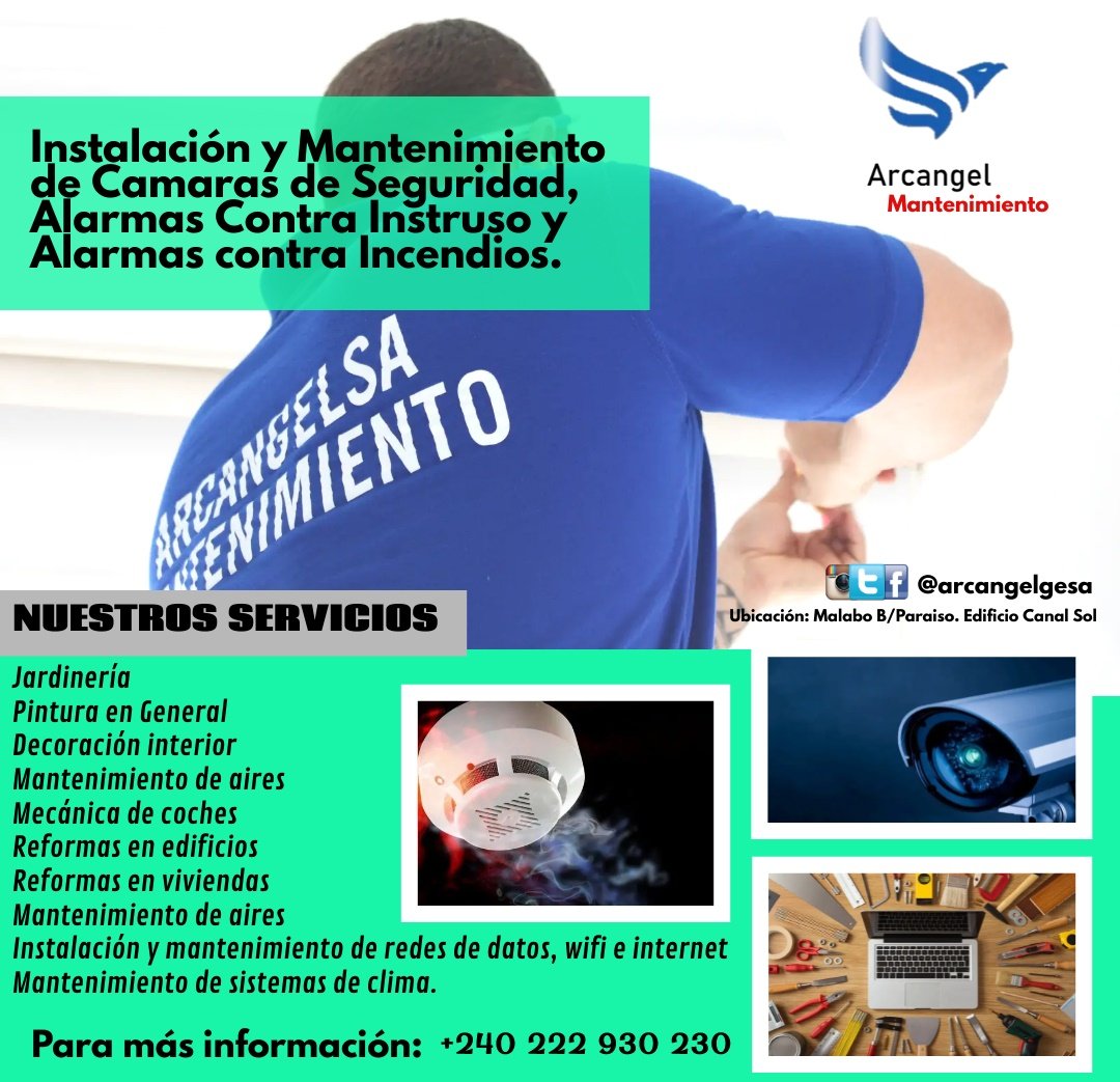 Arcángel pone a su disposición un equipo capacitado para ofrecerle un servicio de Instalación y Mantenimiento de Camaras de Seguridad, Alarmas Contra Intruso,  Alarmas contra Incendios y mucho más con los mejores precios del mercado 

Consulte sin compromiso. 

#arcangelgesa