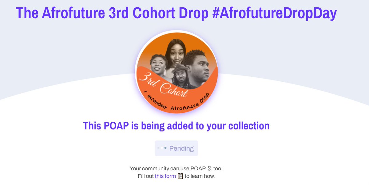 chouchou_tx's tweet photo. Hello Team @afrofutureai
It has been an honor to have you present in our Afrofuture 3rd Cohort Drop #AfrofutureDropDay https://t.co/2SBG7vqu70