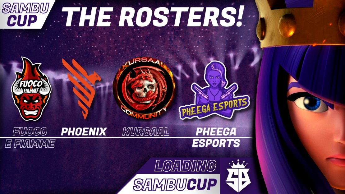 ⚔️SAMBU CUP⚔️
By <a href="/SAMBUCA_93/">SAMBUCA_93</a> 🤟

Teams 🇮🇹 :
<a href="/PheegaE/">Pheega eSports</a> 
<a href="/phoenix_crazy_/">🔥PHO€NIX Family - Original™️</a> 
#KURSAAL
#FuocoeFiamme

📆03-06-2022 ⏰21:30 CEST

🎥twitch.tv/king_lodo 🇮🇹🇪🇺

#SambuCup #lallero #ClashOfClans