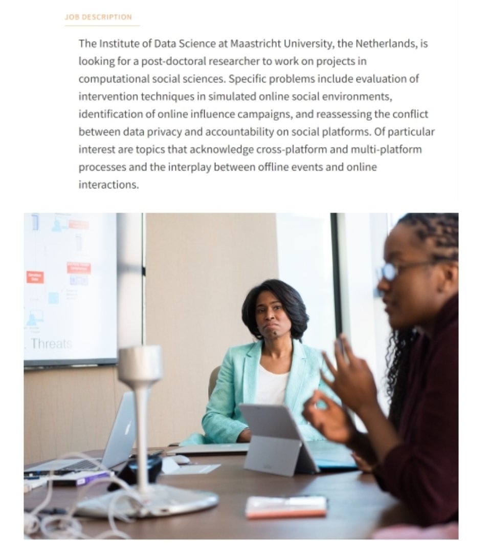 UM_IDS's tweet photo. !!WANTED!!

Post-Doctoral researcher to work on projects in computational social sciences.

View full vacancy: https://t.co/I32RX50E0M

#umdatascience #datascience #datasciencejobs #computational #socialsciences #datadriven #datadrivenresearch #socialplatforms #dataprivacy https://t.co/s917xGhYEW