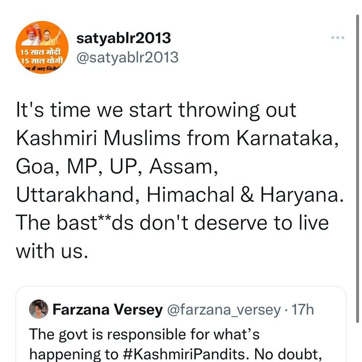 This tweet, and the reaction it is receiving makes me worry about Kashmiris residing in various Indian states. Kindly stay safe.