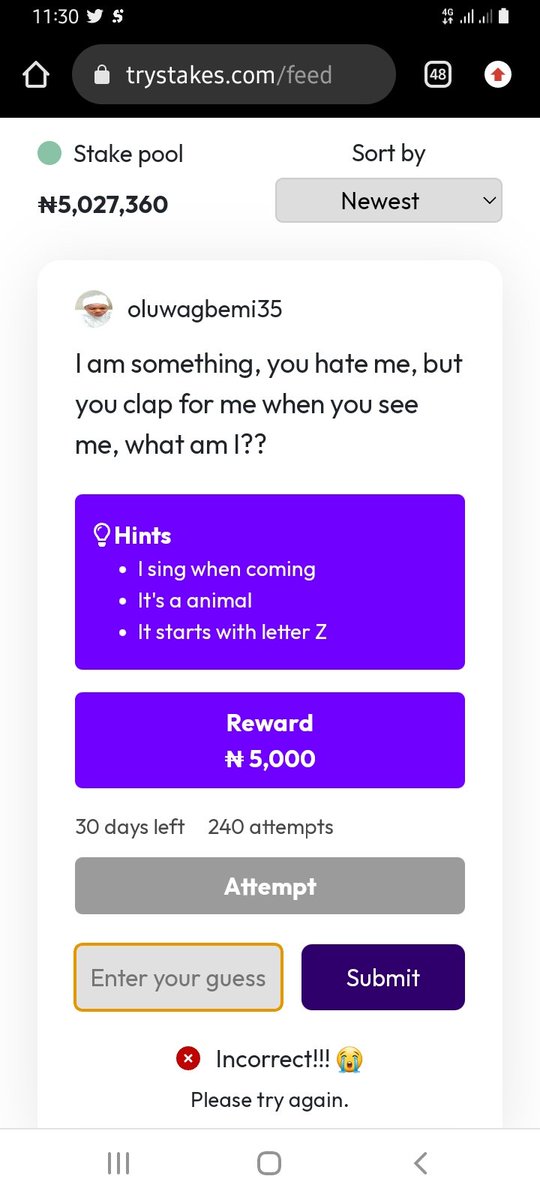 OneBigYe's tweet photo. @trystakes @trystakes
#trystakesGiveaway
#trystakes
I dun dea this thing for like 2hours I just dea reason I was forced to check online,most stakers are setting questions that as no answer like this one even though they are trying to prevent anybody from winning their stake. https://t.co/OG4ORkNqpz